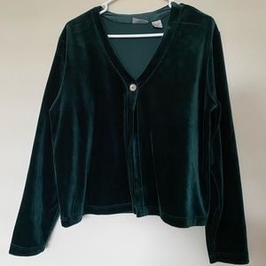 Green Velvet Cardigan